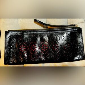 EUC Hobo Black Leather Wristlet wallet clutch